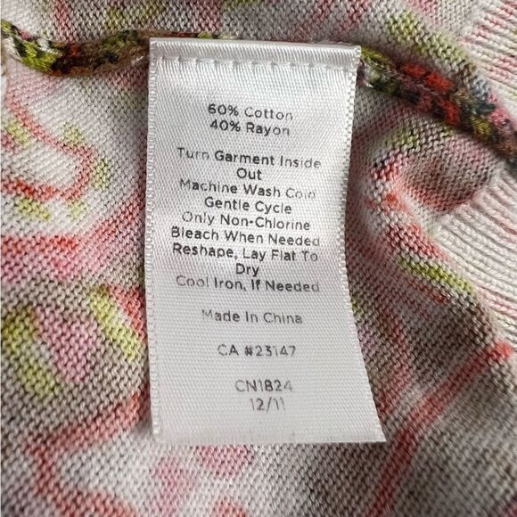 Talbots Paisley Cardigan Sweater Womens Small 3/4 Sleeve Cotton Blend Button Up - Picture 5 of 5